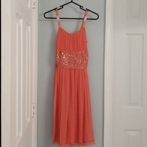 NWT Coral Chiffon Dress with Sequin Detail Size XS